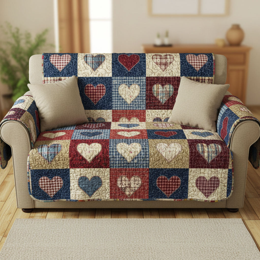 Patchwork Romance Quilted Sofa Cover Furniture Covers Valentine Day Ideas For Girlfriend