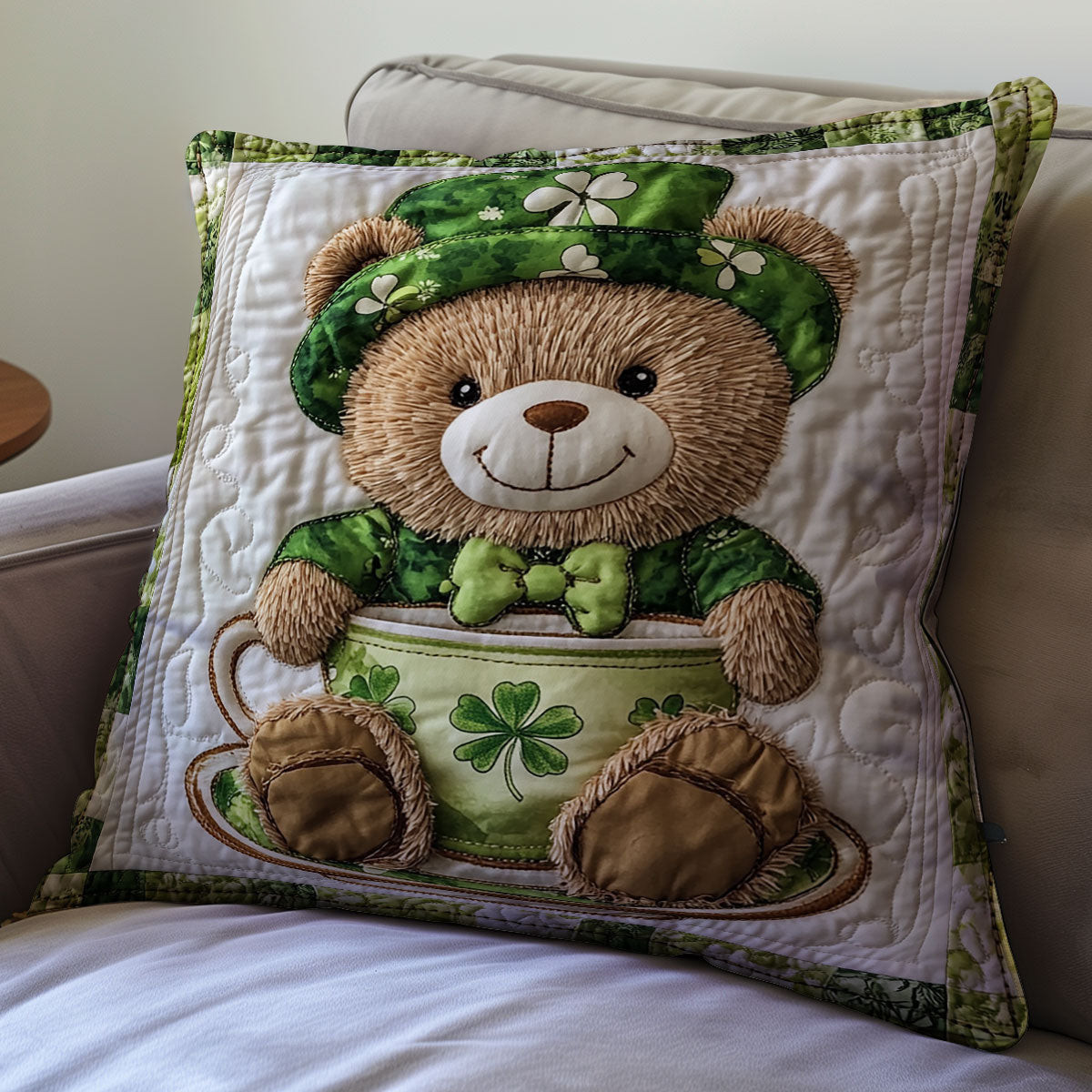 Patrick Day Teddy Bear Quilt Pillow Case Couch Pillow Covers Cute St Patrick'S Day Ideas