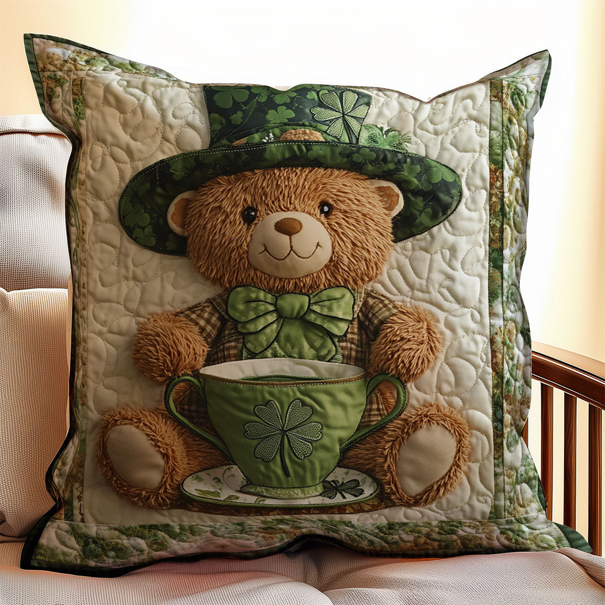 Patrick Day Teddy Bear Quilt Pillow Case Couch Pillow Covers Happy St Pattys Day Gift Ideas