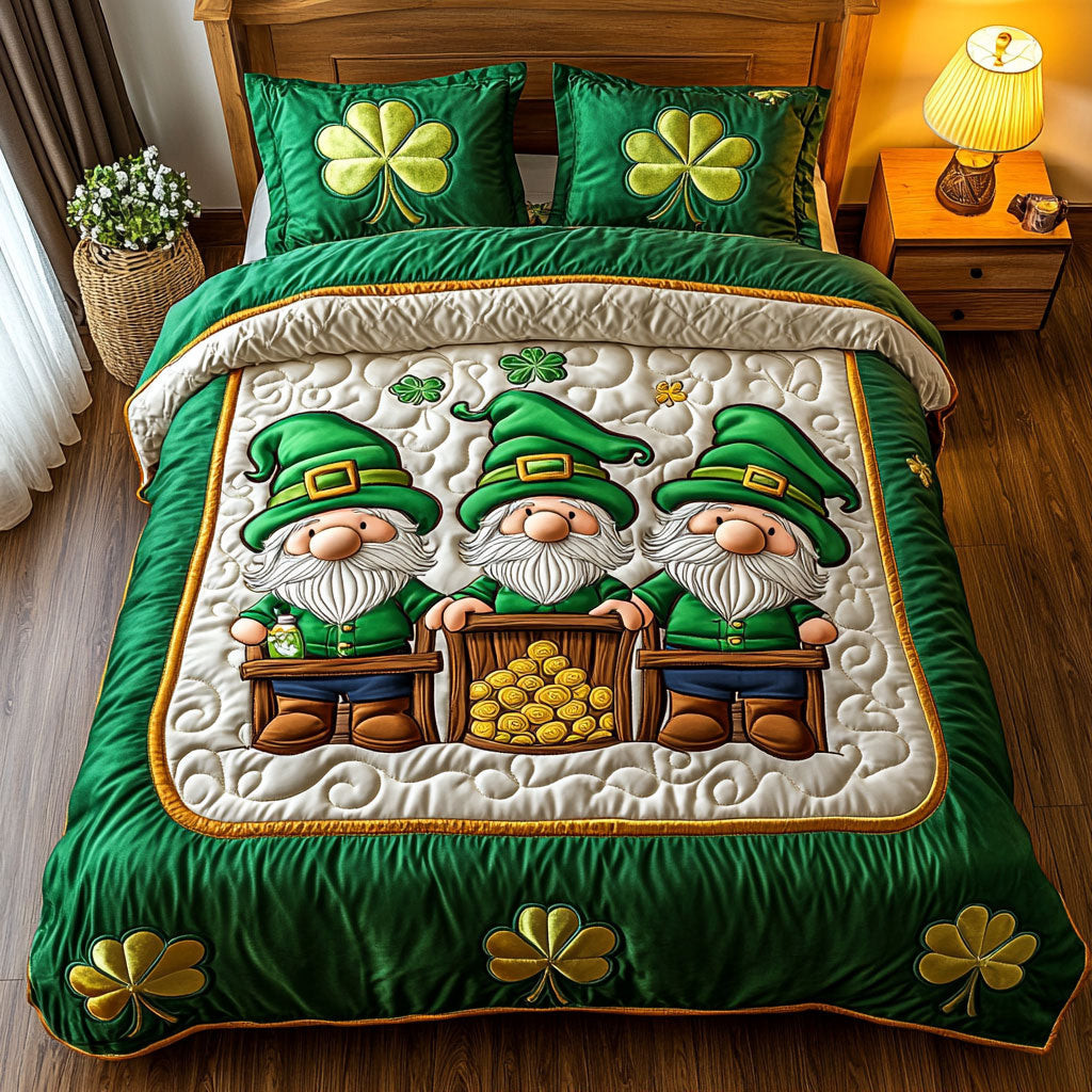Patrick's Lucky Gnome Duvet Cover Set Quilt Bedding Set Bedspread St Pattys Day Gifts For Him