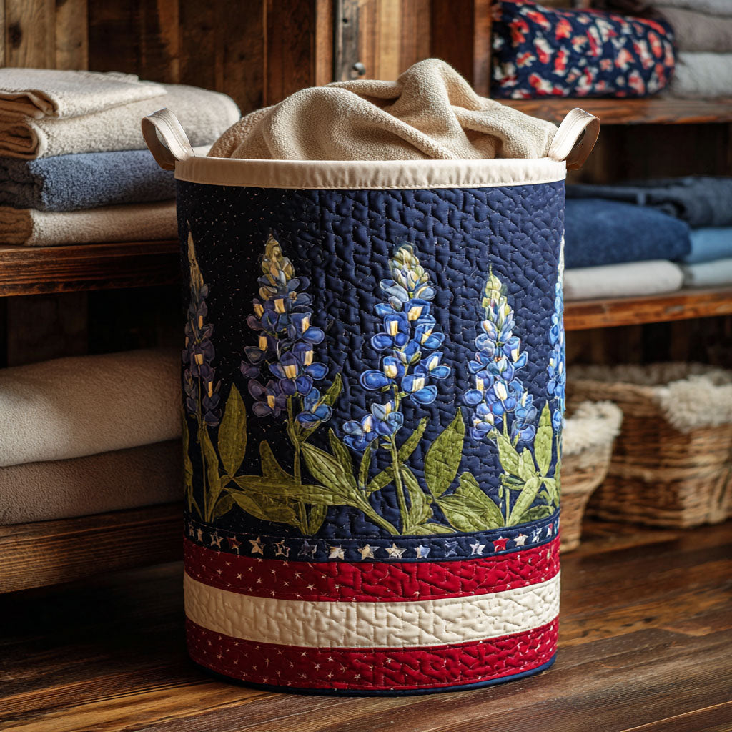 Patriot Bloom Quilted Laundry Basket Useful Quilted Laundry Basket Gift for Housewarming