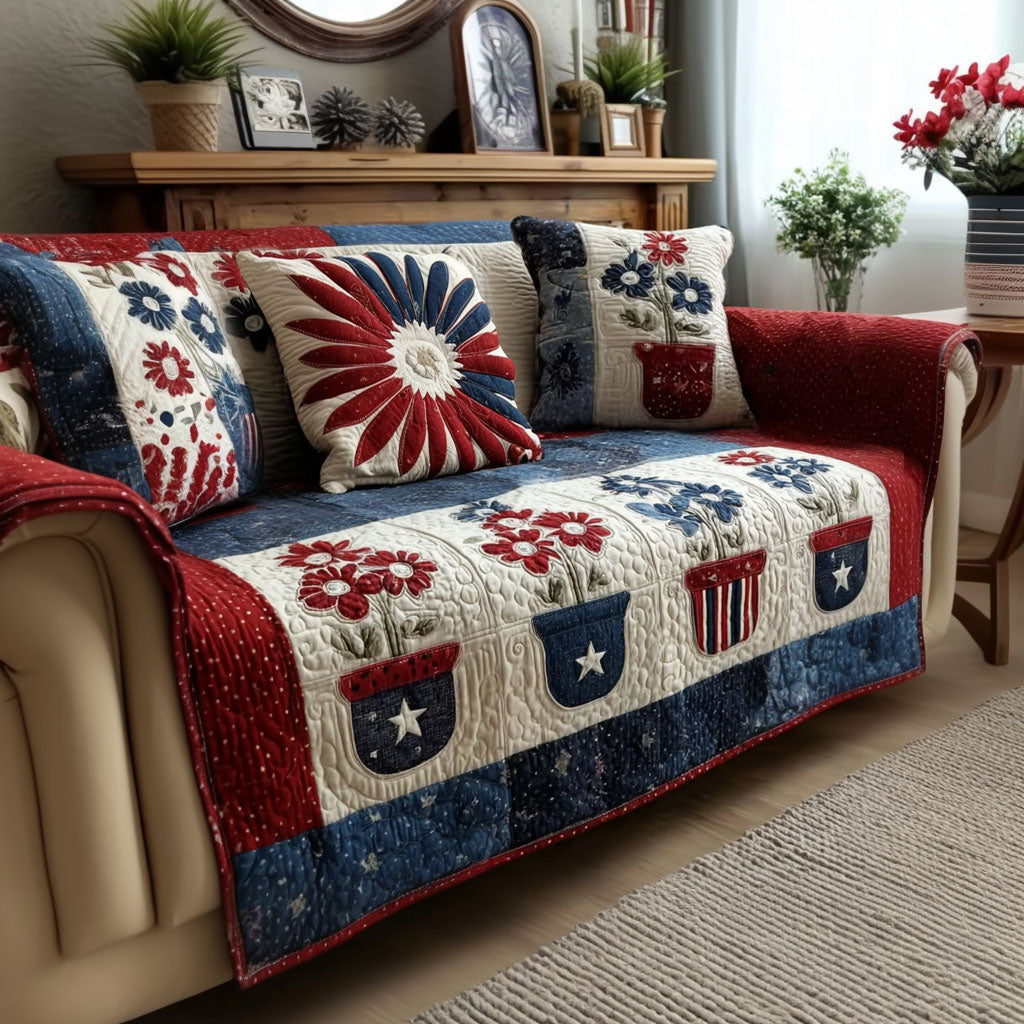 Patriot Blossomway Quilted Sofa Cover Cool Sofa Covers Patriotic Novelty Items