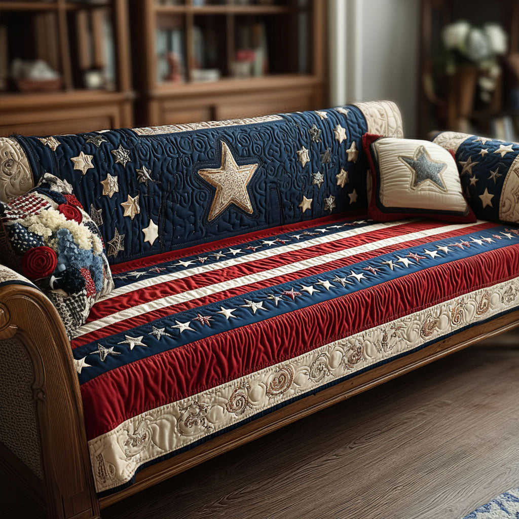 Patriot Patchwork Quilted Sofa Cover The Best Couch Covers Unique Patriotic Gifts