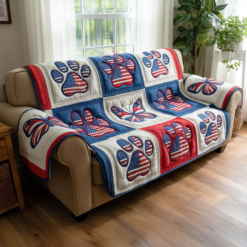 Patriot Paws Quilted Sofa Cover Sofa Couch Cover Fourth Of July Presents