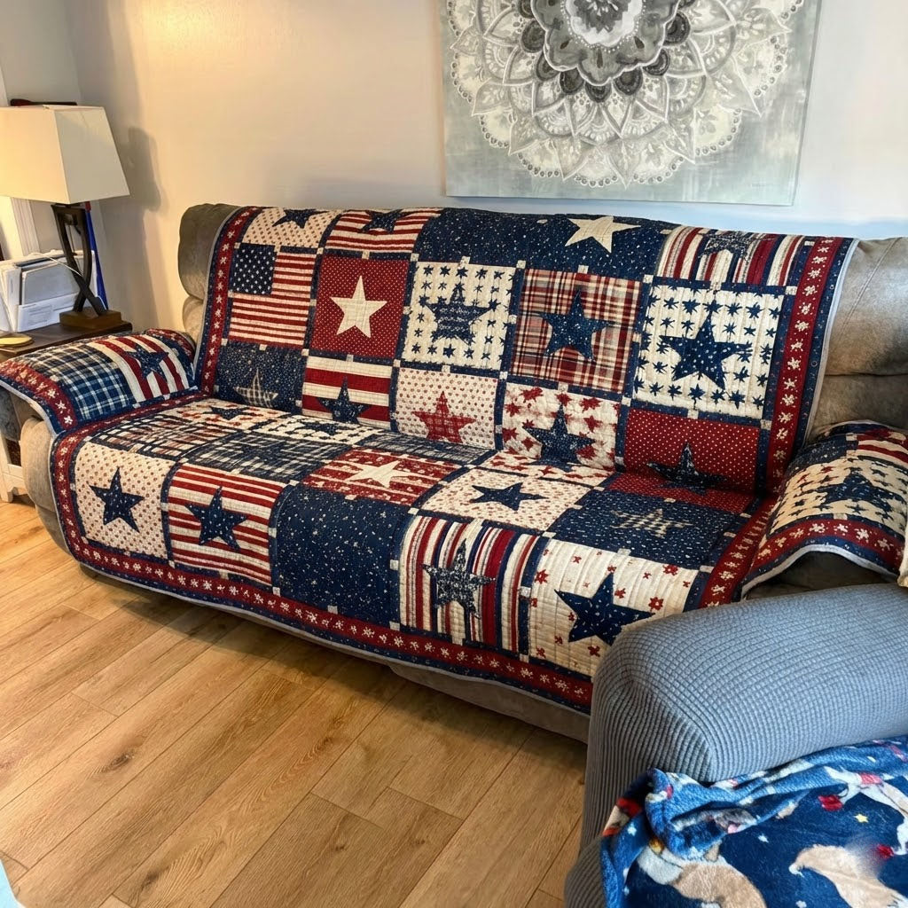 Patriot Pride Quilted Sofa Cover Couch And Loveseat Covers Patriotic Gift Ideas