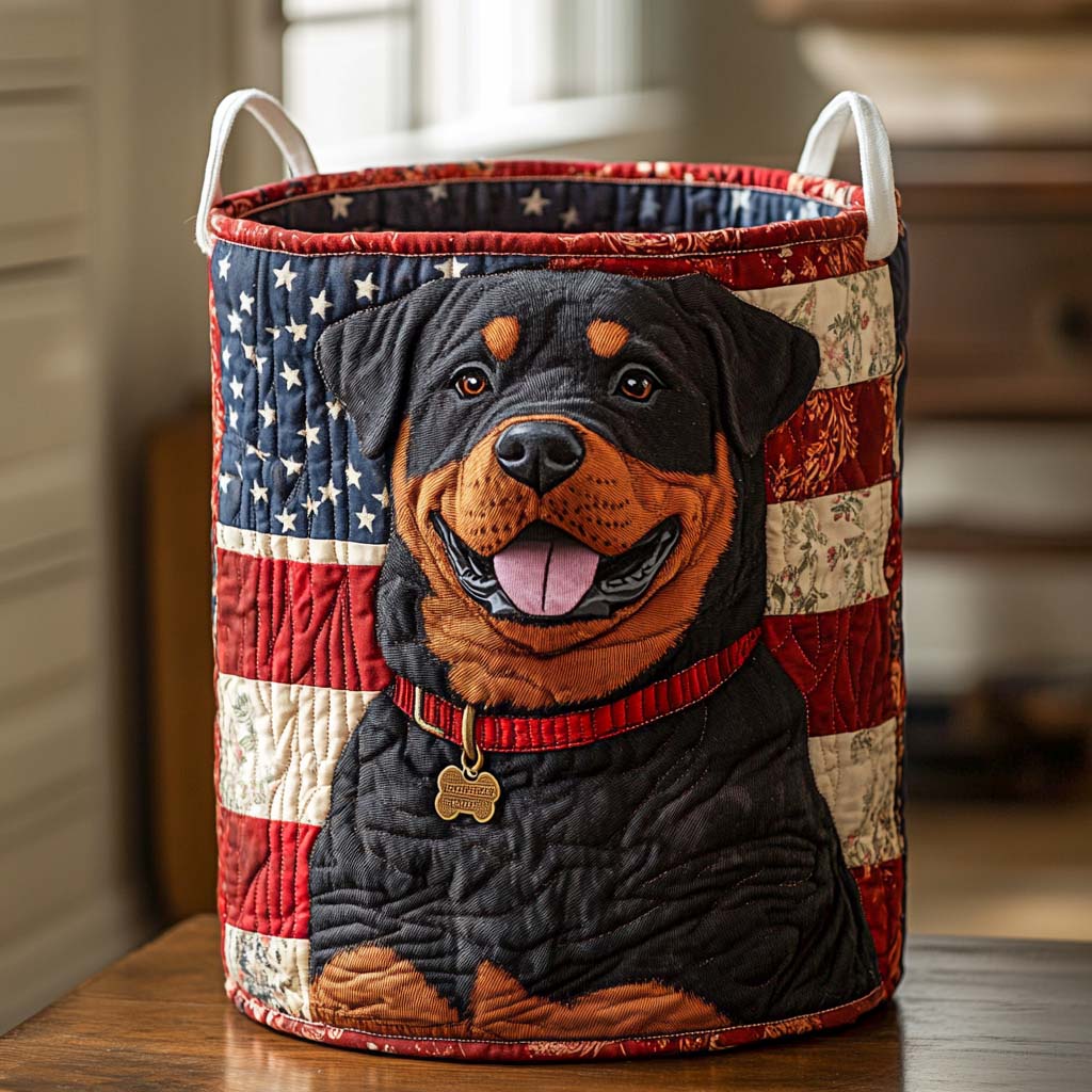 Patriotic Smile Quilted Laundry Basket Beautiful Quilted Laundry Organizer Gift for Couples