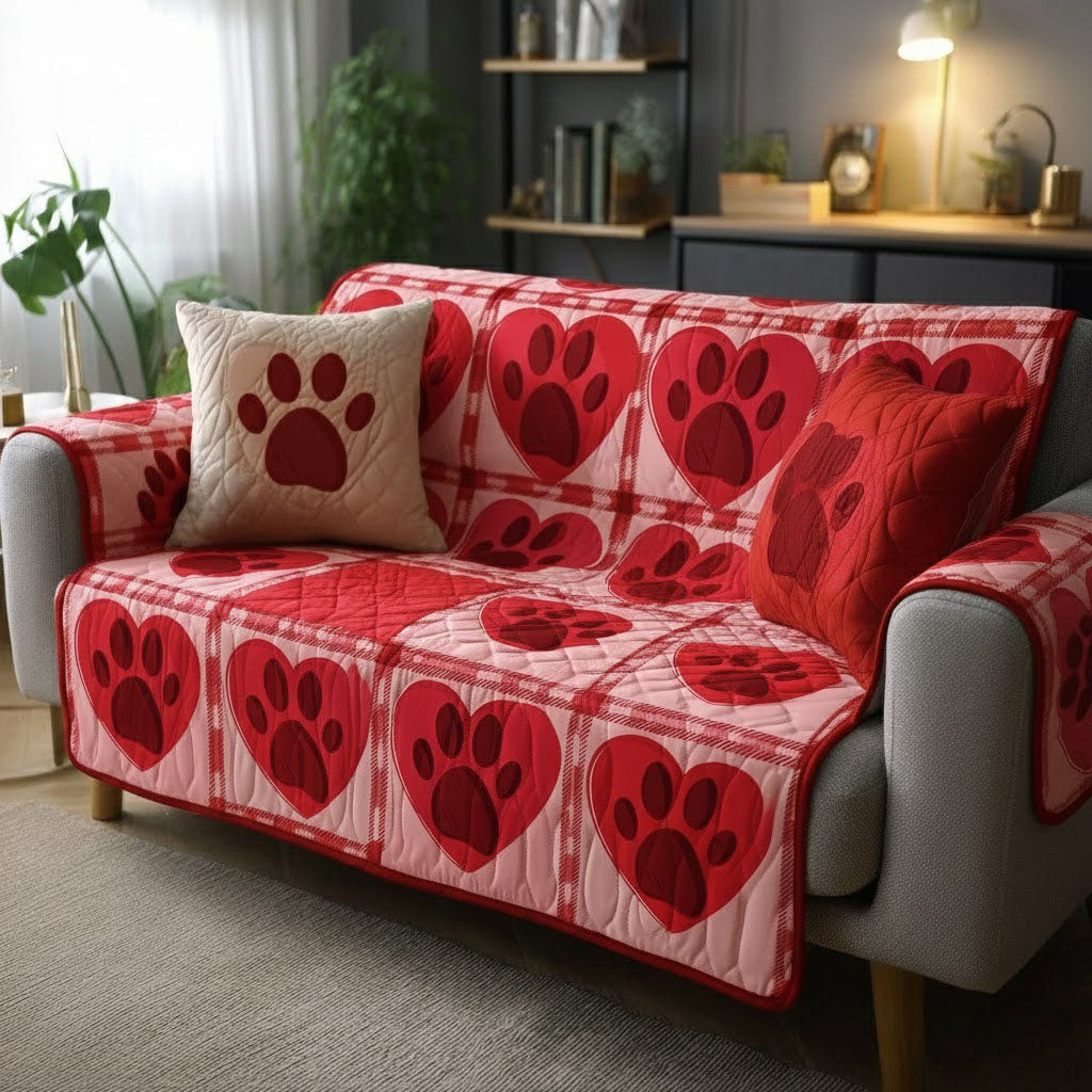 Paw Ember Glow Quilted Sofa Cover Cool Couch Covers Gifts For Dog Parents