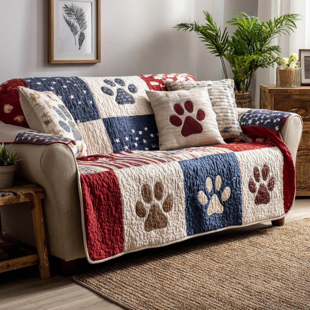 Paw Patch Quilted Sofa Cover Couch Protector Gifts Pet Lovers