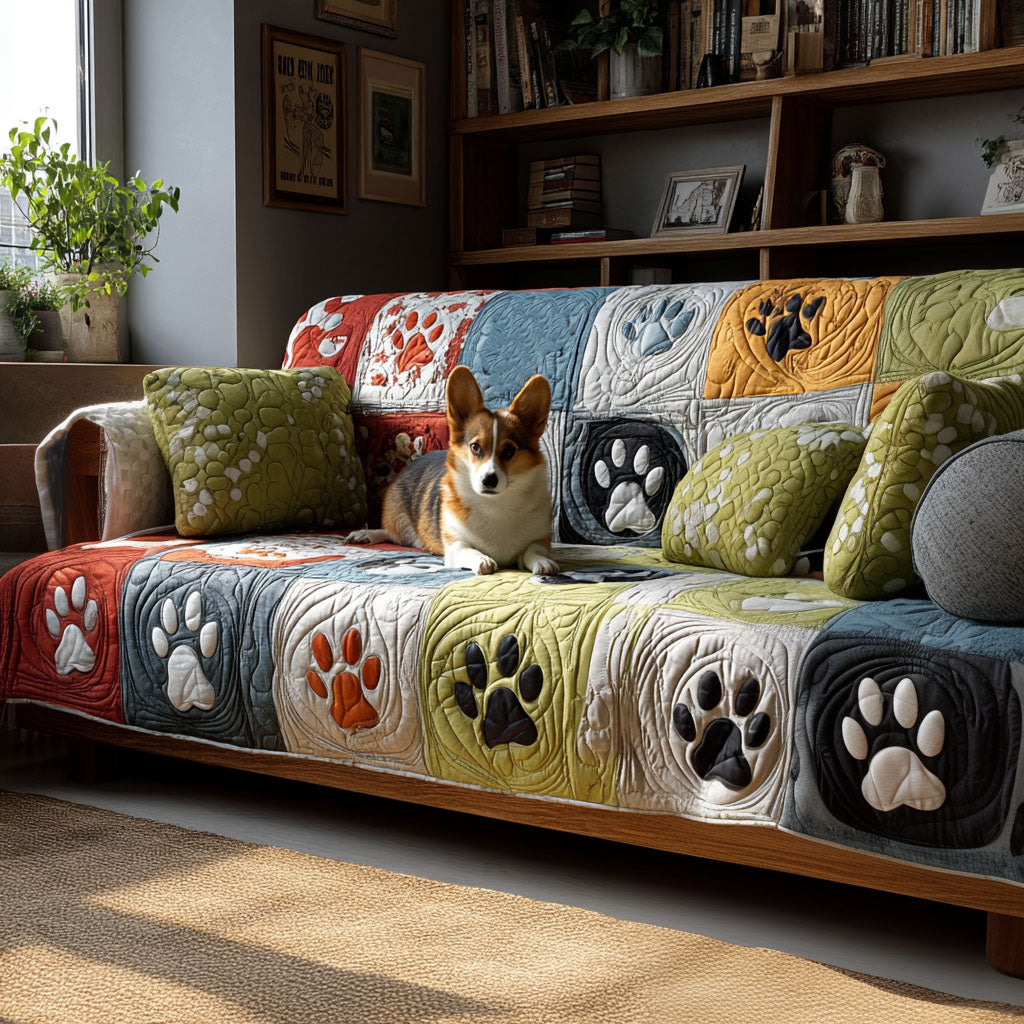Paw Timber Cottage Quilted Sofa Cover Couch Cushion Covers Dog And Owner Gifts
