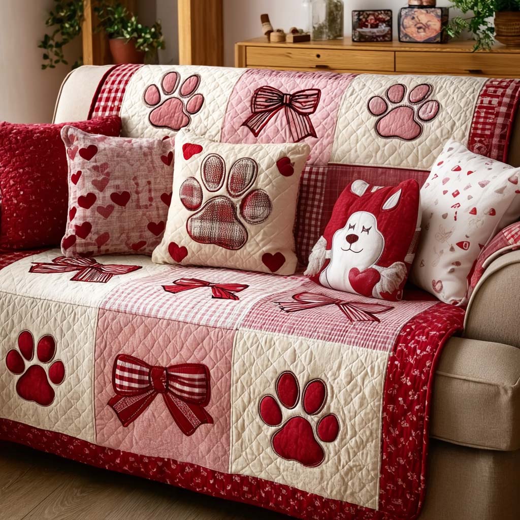 Pawprint Magic Quilted Sofa Cover Sofa Blanket Cover Best Gifts For Dog Owners