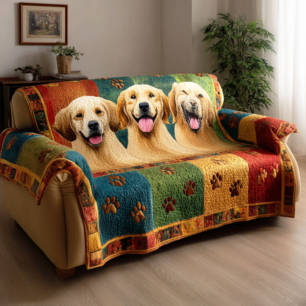 Paws Quilted Sofa Cover Couch Protector Animal Lovers Presents