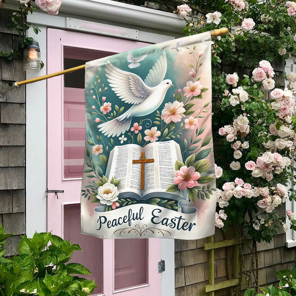 Peaceful Easter Flag Easter Day Christian Bible Jesus Cross Flag Gift For Women