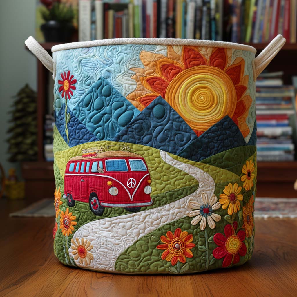 Peaceful Ride Quilted Laundry Basket Spacious Quilted Laundry Organizer for Everyday Living