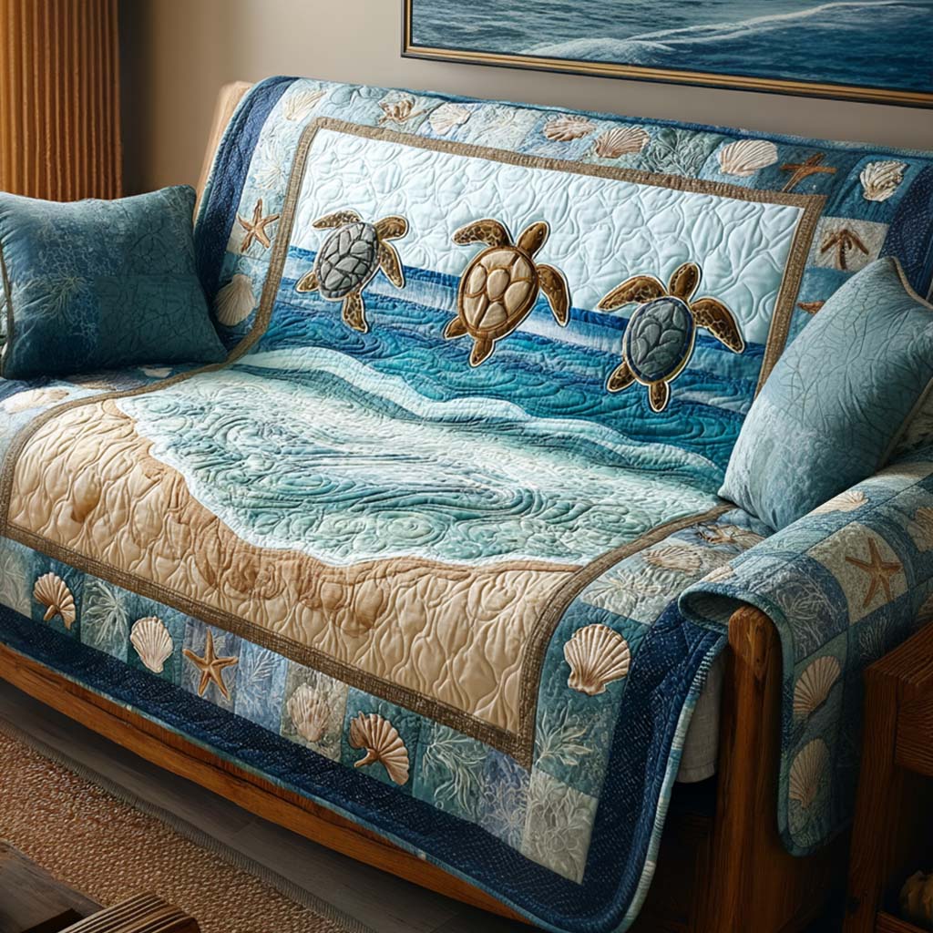 Peaceful Shells Quilted Sofa Cover Sofa Furniture Slip Covers Gifts That Help Sea Turtles