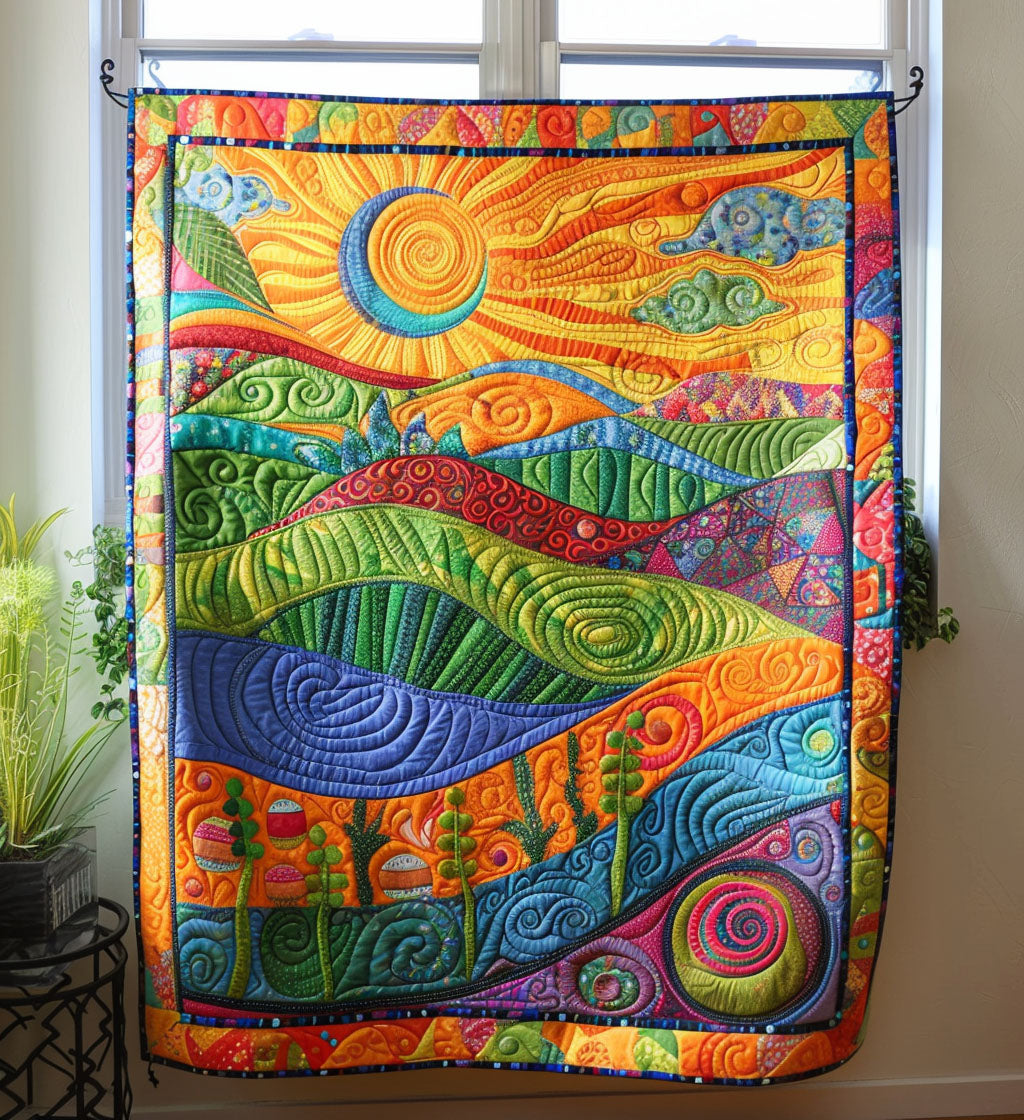 Peaceful Sun Oasis Quilted Blanket Bed Room Decoration Mother Daughter Gifts