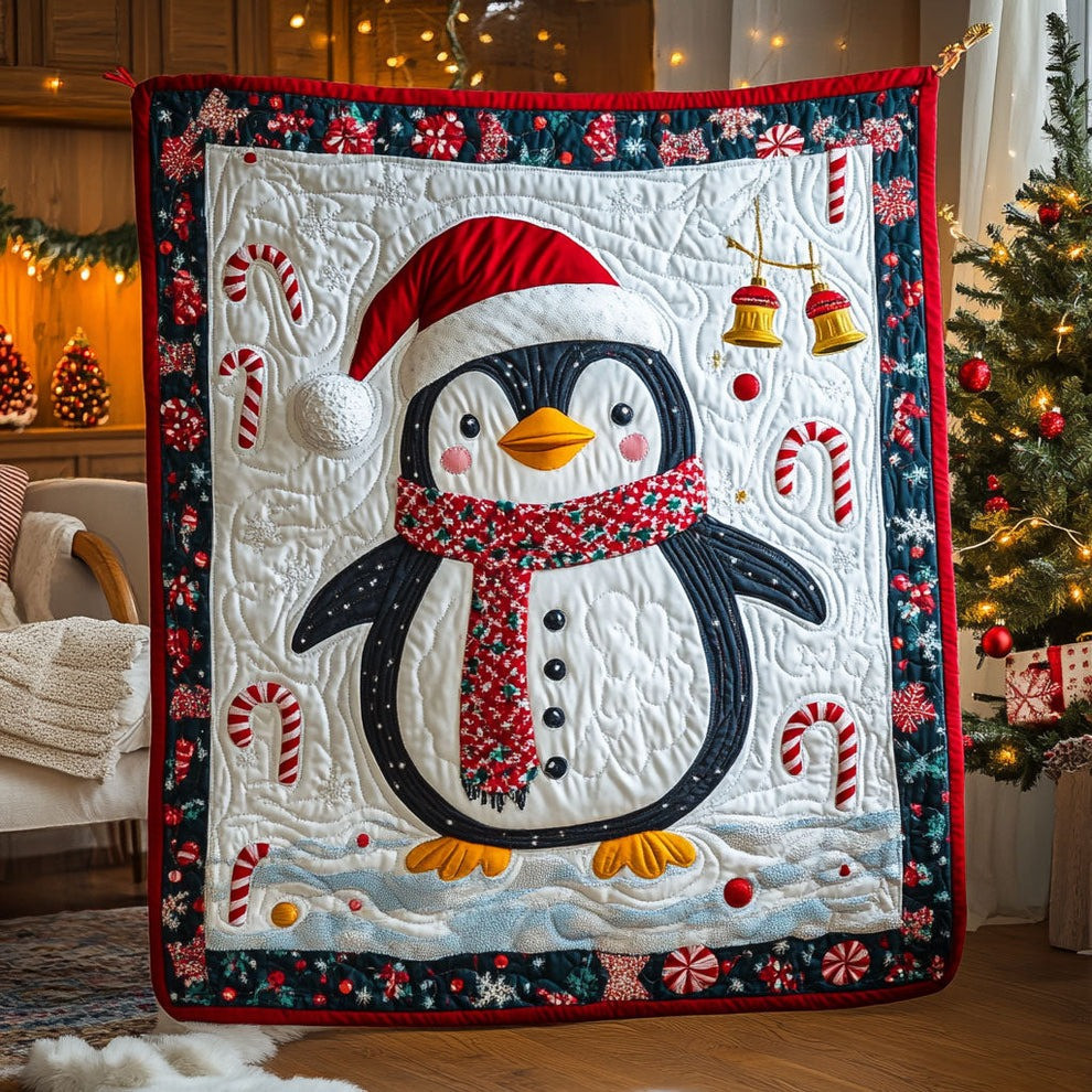 Penguin Christmas Quilt Blanket Cute Animal Holiday Throw Blanket Penguin Themed Gifts