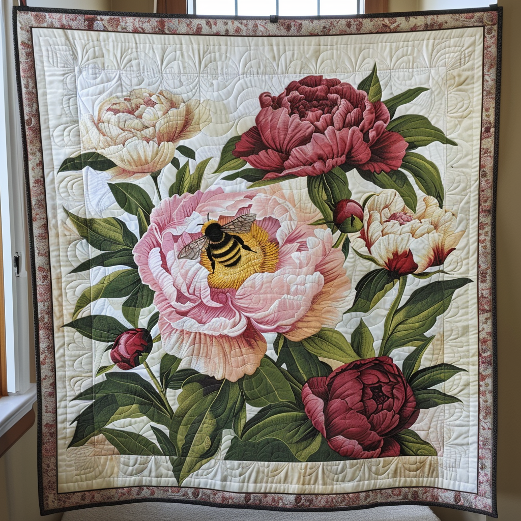 Peony Bee Quilted Blanket Comforter And Sheet Sets Best Bee Gifts For Women