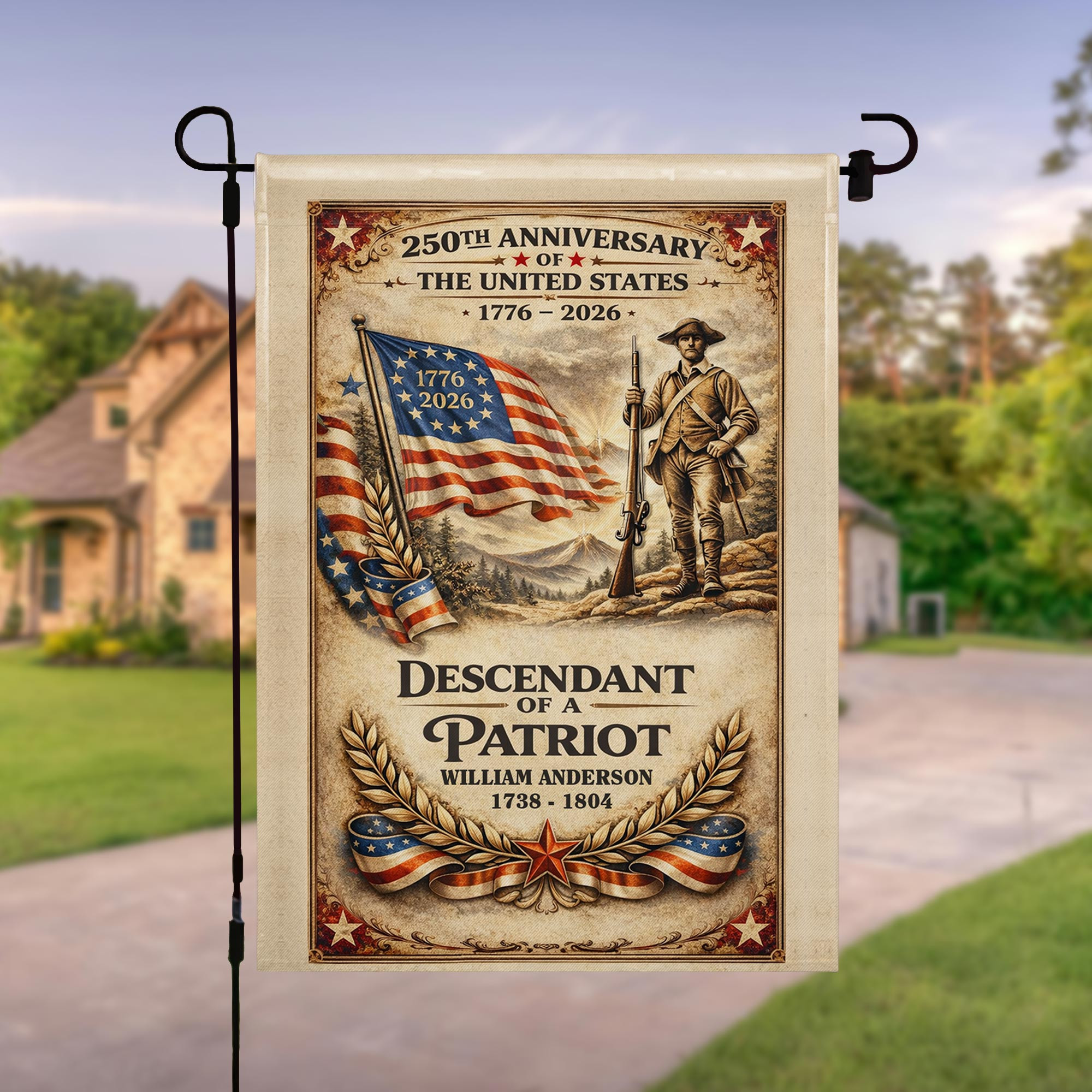 Personalized 1776 2026 250th Anniversary Anniversary Garden Flag Soldier Flag Gift For Family
