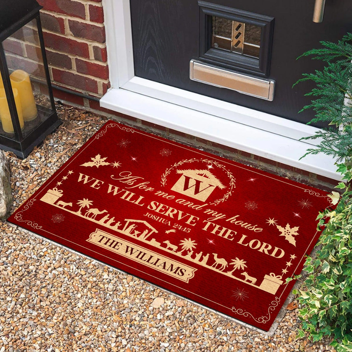 Personalized As For Me And My House We Will Serve The Lord Doormat Christian Christmas Gifts