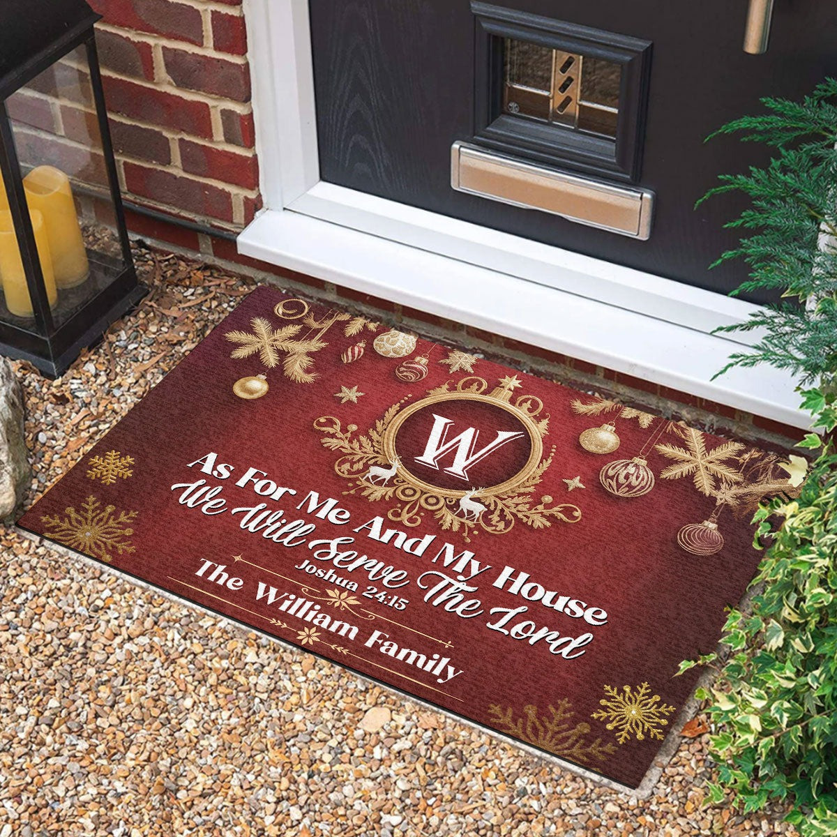 Personalized As For Me And My House We Will Serve The Lord Doormat Xmas Decor For Christian