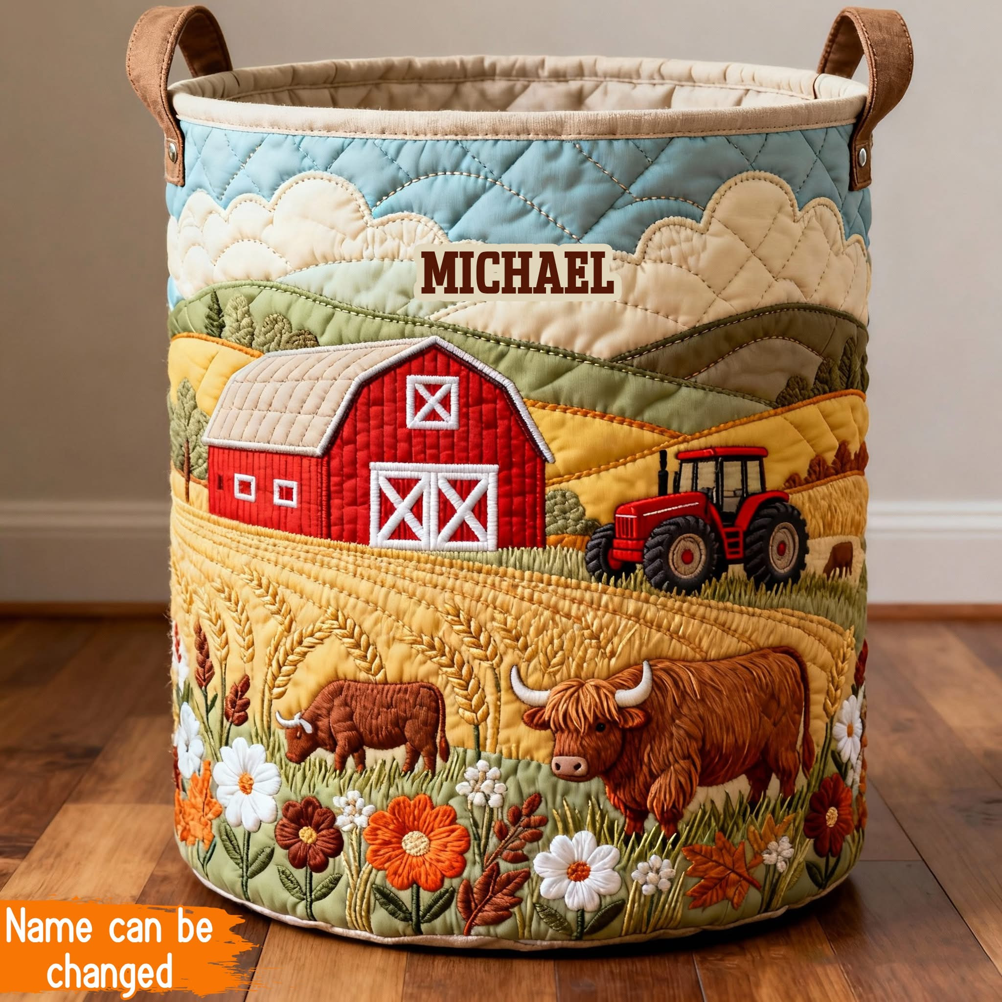 Personalized Farm Life Quilted Laundry Basket Country Clothes Basket Best Gifts For Farmers