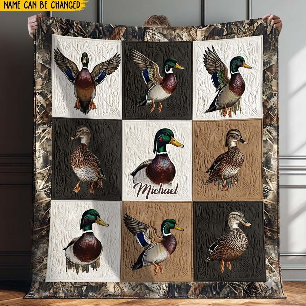 Personalized Love Duck Hunting Quilted Blanket Themed Gift Ideas For Duck Hunters
