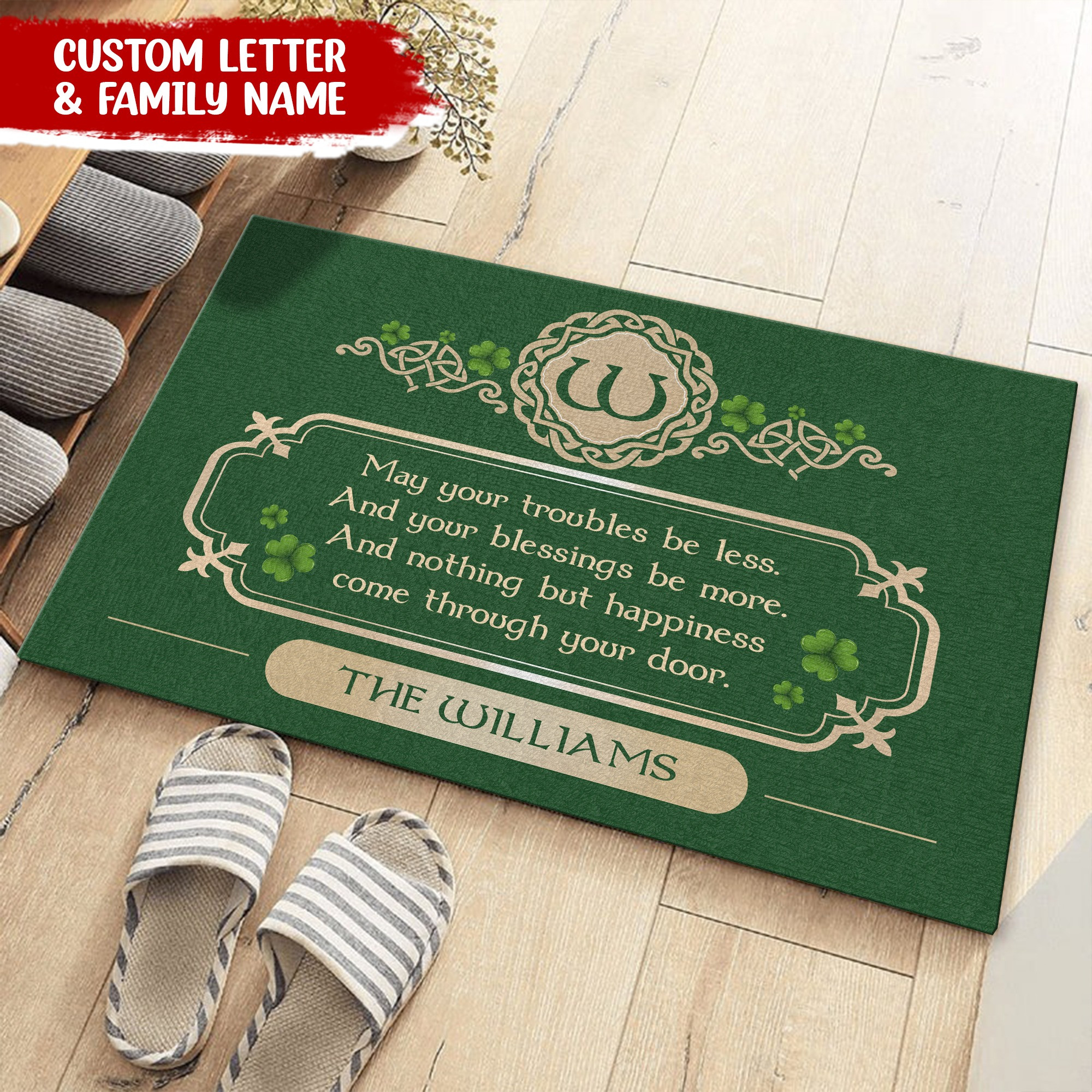 Personalized St Patrick's Day Doormat Irish Blessing Welcome Mat St Paddys Day Gifts