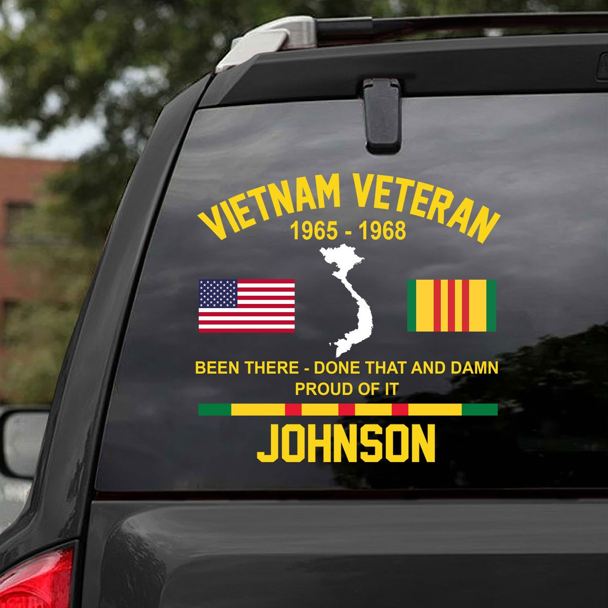 Personalized Vietnam Veteran 1965 1968 Window Car Decal Sticker Patriotic Vietnam War Vet Sticker