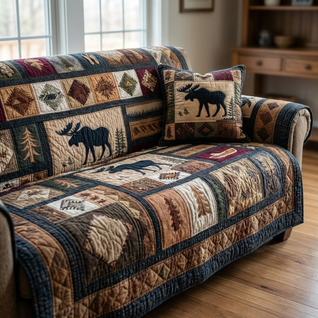 Pine Trail Moose Quilted Sofa Cover Beautiful Sofa Covers Bear Gifts For Grandma