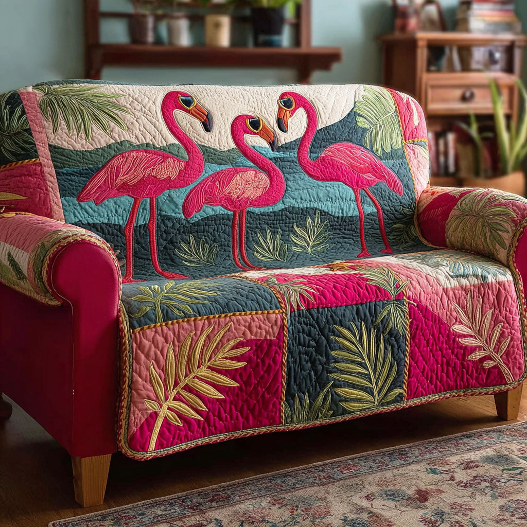 Pink Flamingo Quilted Sofa Cover Best Sofa Slipcovers Best Moms Day Gifts