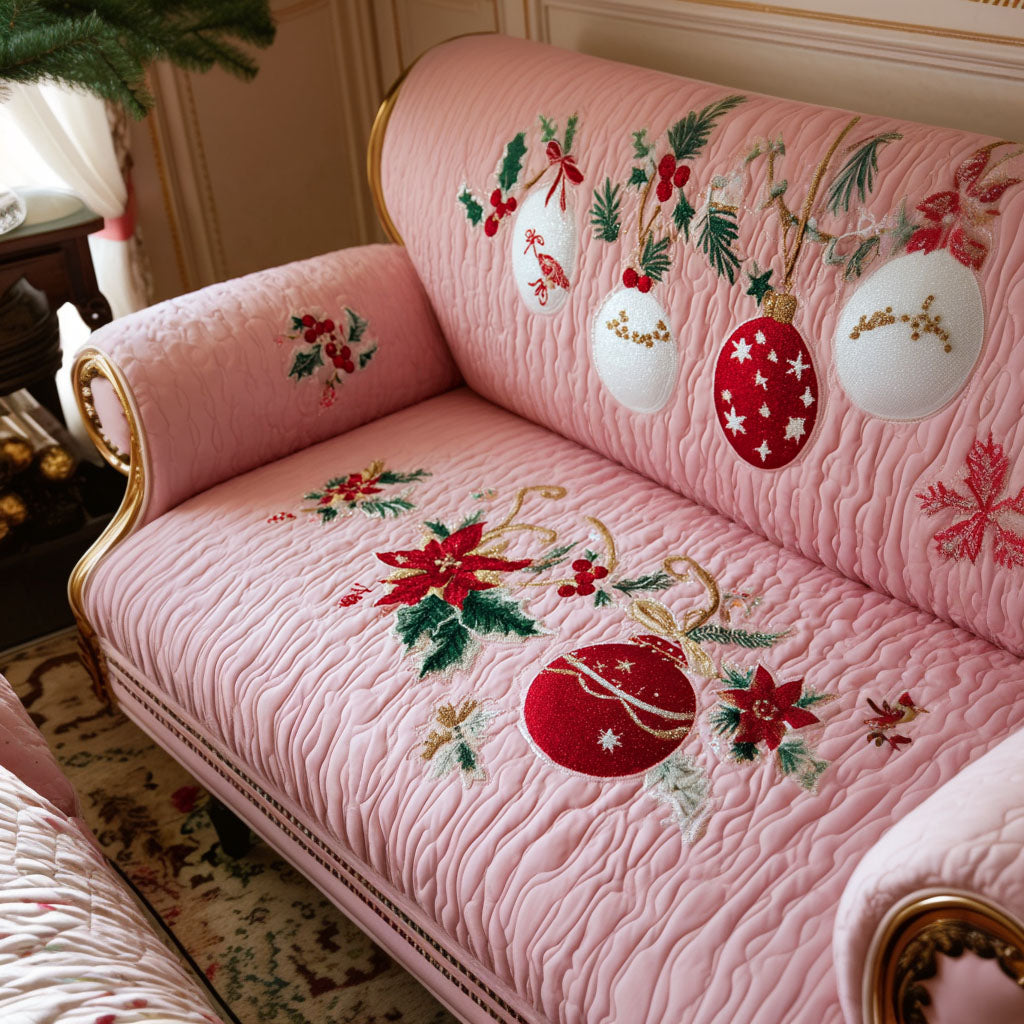 Pink Meadow Charm Quilted Sofa Cover Room Decor Great Family Xmas Gifts