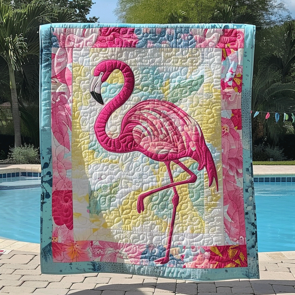 Pink Paradise Quilted Blanket Best Bedspread Set Flamingo Gifts For Men Women