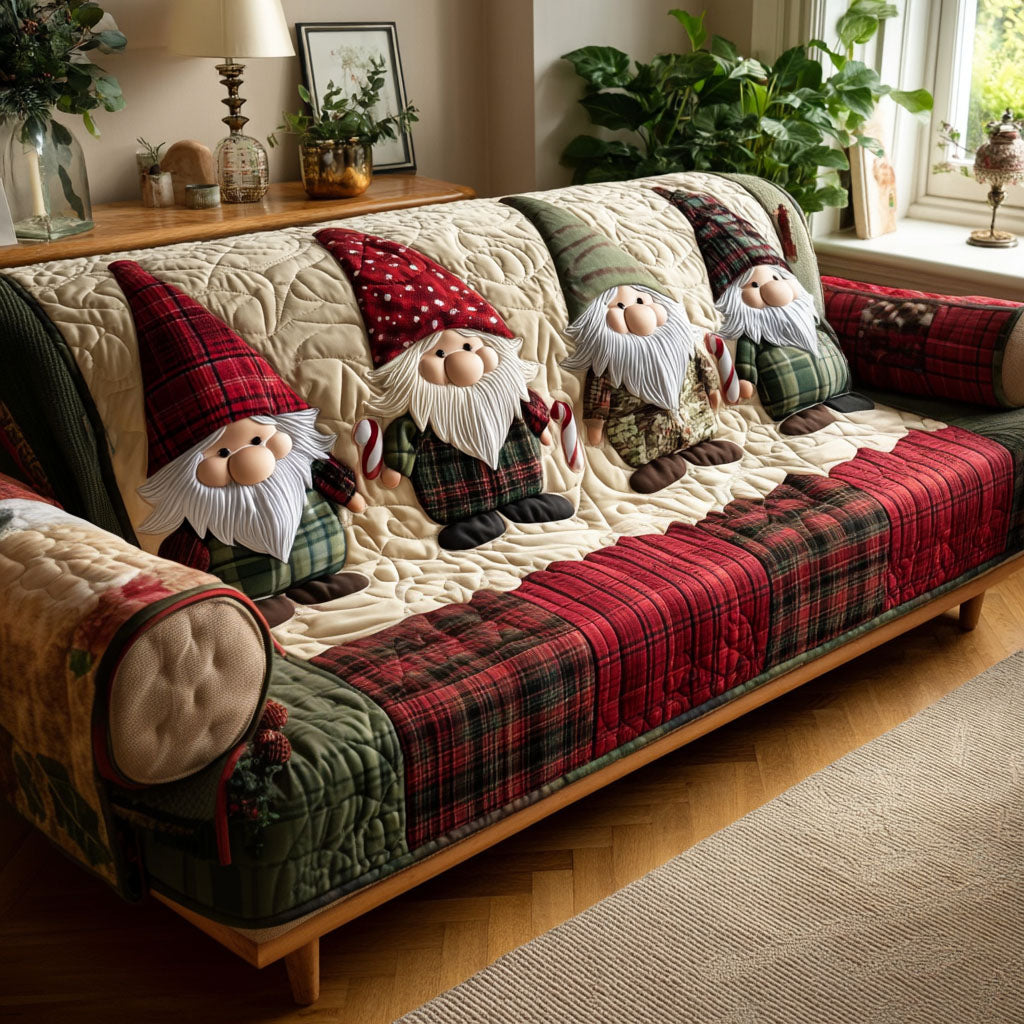 Plaid Beard Buddies Quilted Sofa Cover Room Decor Best Family Christmas Gifts
