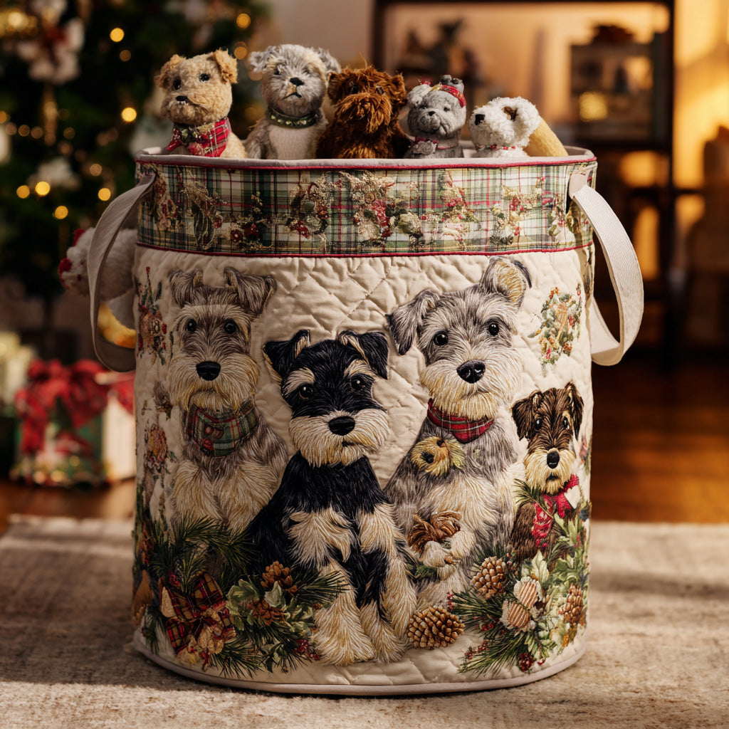 Plaid Beard Pup Quilted Laundry Basket Thoughtful Home Organization Gift for Loved Ones