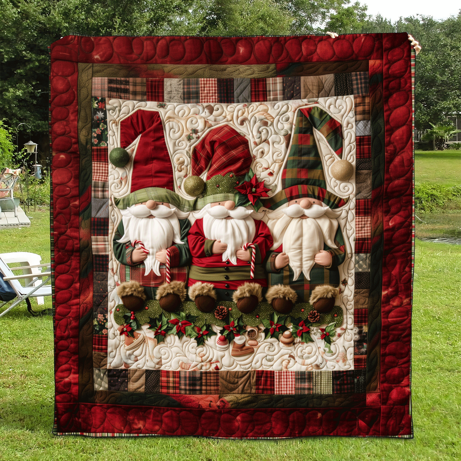 Plaid Gnome Quilted Blanket Best Christmas Duvet Sets Cool Gifts For Christmas Holiday