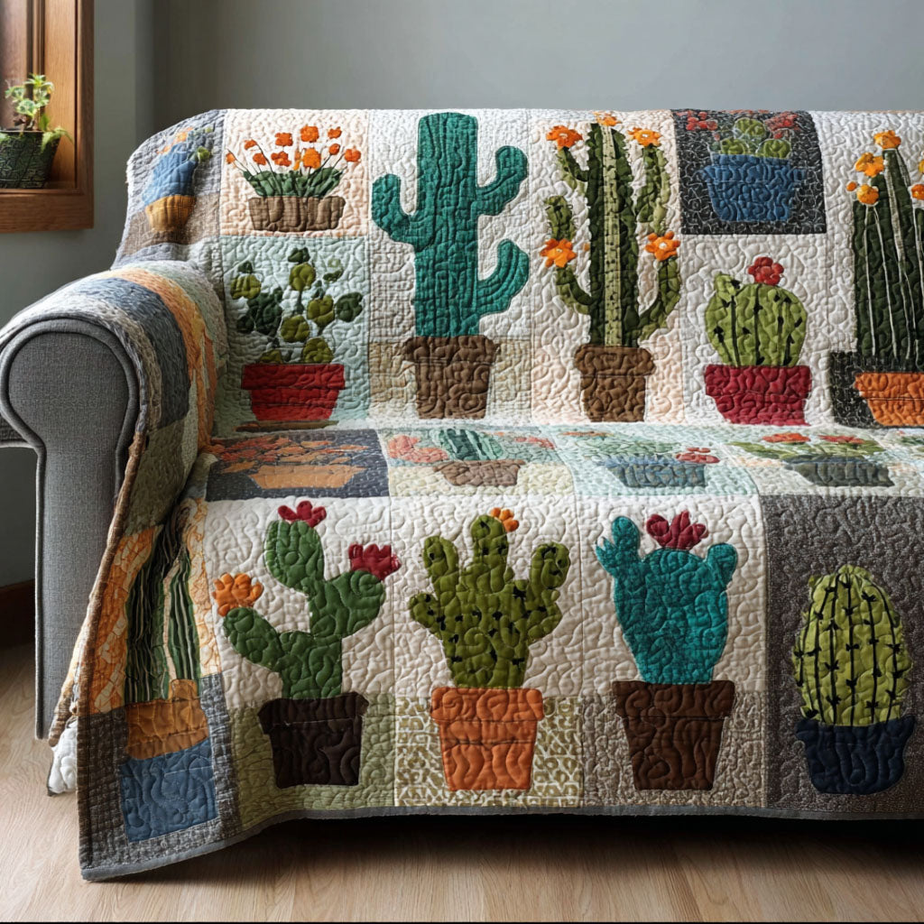 Plant Lover Quilted Sofa Cover Sofa Couch Cover Cactus For Birthday Gift