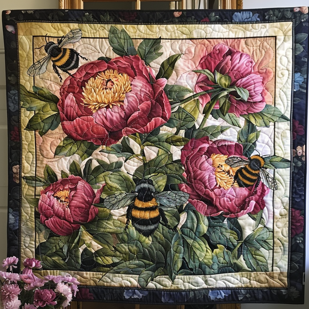 Pollinator's Floral Haven Quilted Blanket Nice Bedding Sets Bee Themed Gifts