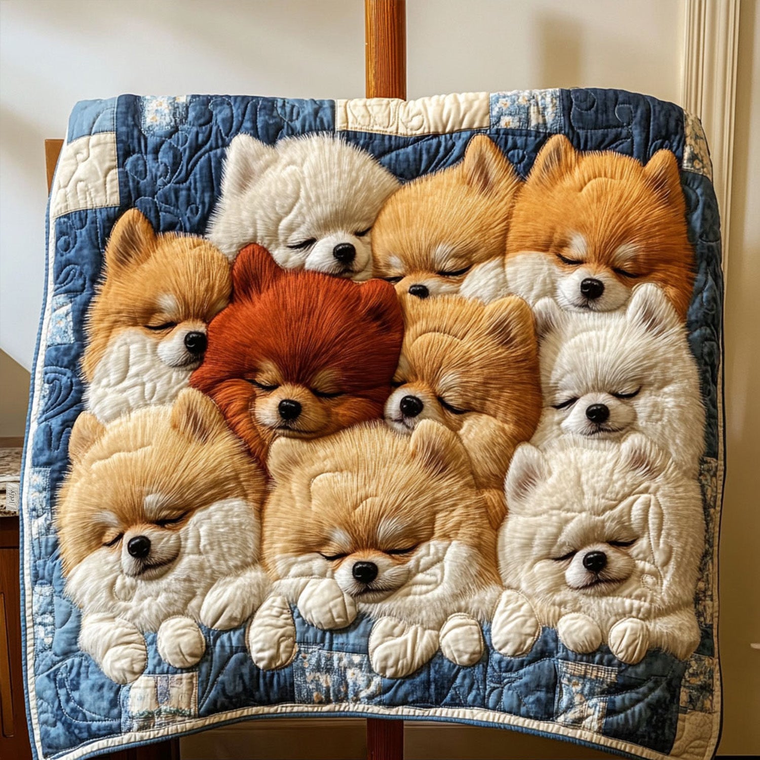 Pomeranian Fluff Quilted Blanket Bed Decorations Best Presents For Dog Lovers
