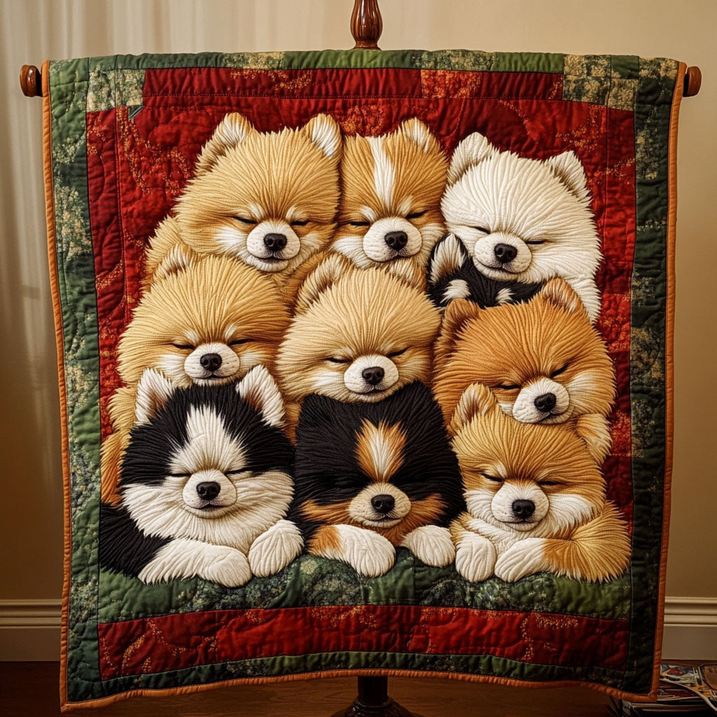 Pomeranian Pals Quilted Blanket Bed Comforter Set Best Presents For Dog Lovers