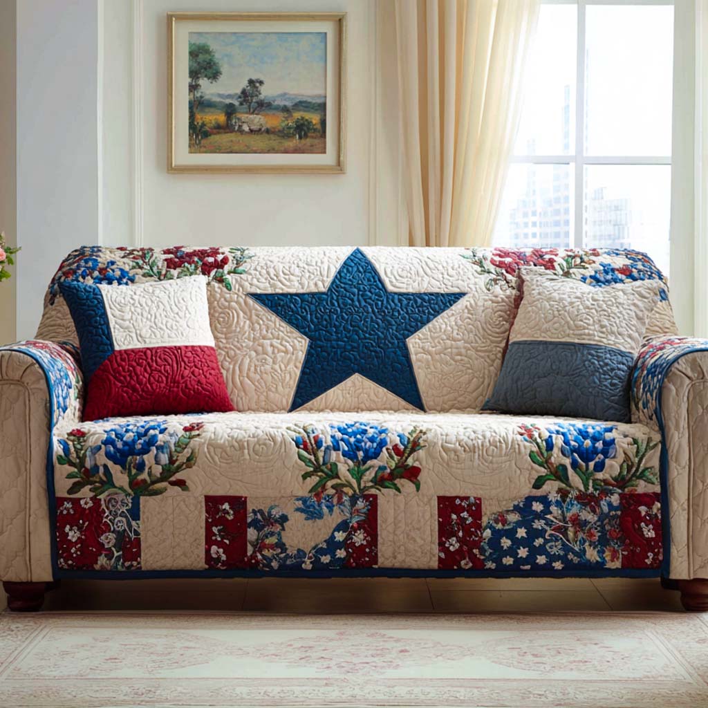 Prairie Star Quilted Sofa Cover Sofa And Seat Covers Patriotic Texan Gifts