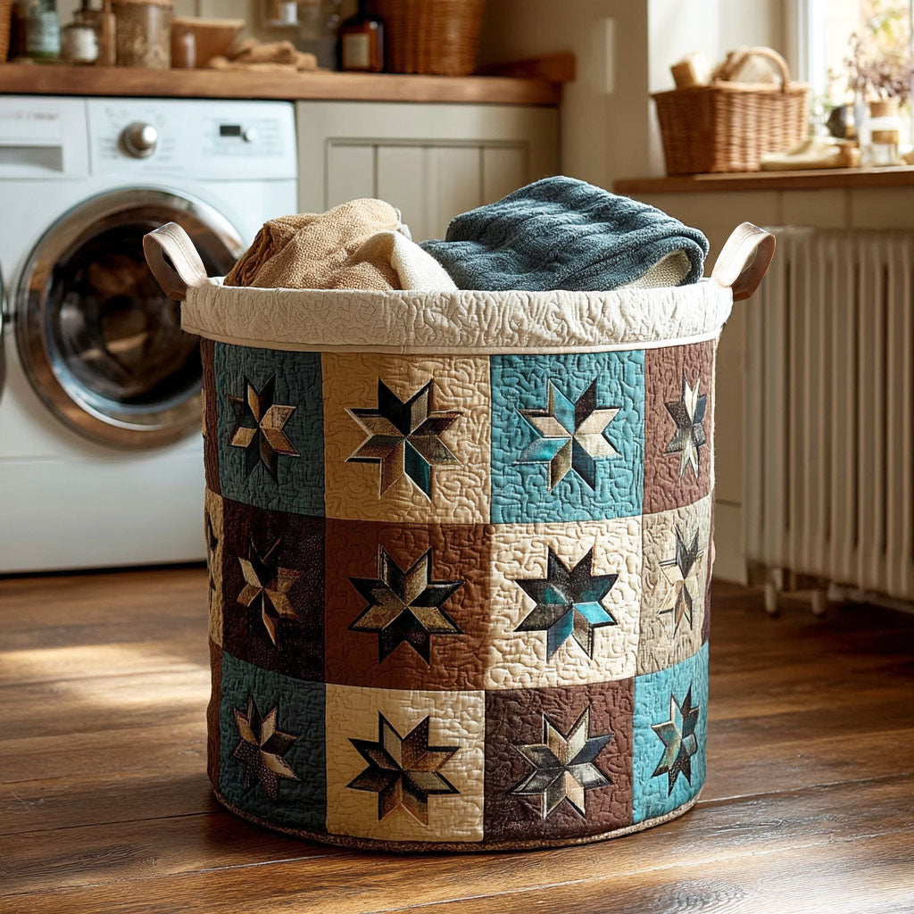 Prairie Stars Quilted Laundry Basket Perfect Quilted Laundry Organizer Gift for the Holidays