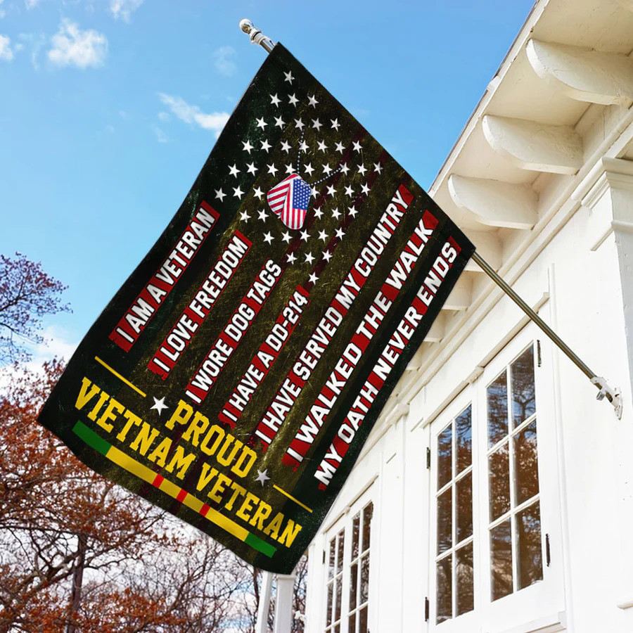 Proud Vietnam Veteran Patriotic Flag Vietnam Service Ribbon Garden Flag Unique Gift For Patriots