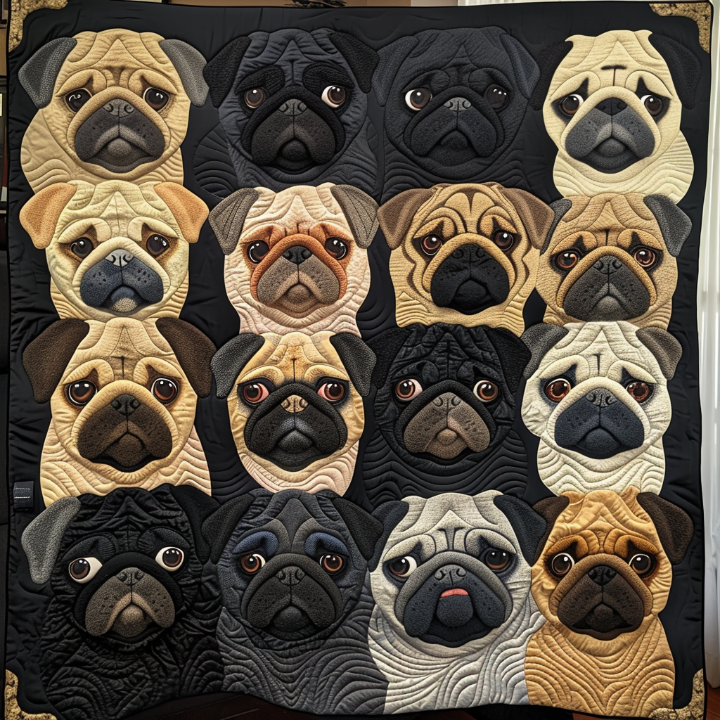 Pug Garden Quilted Blanket Cozy Bedroom Decor Pug Gifts For Pug Lovers