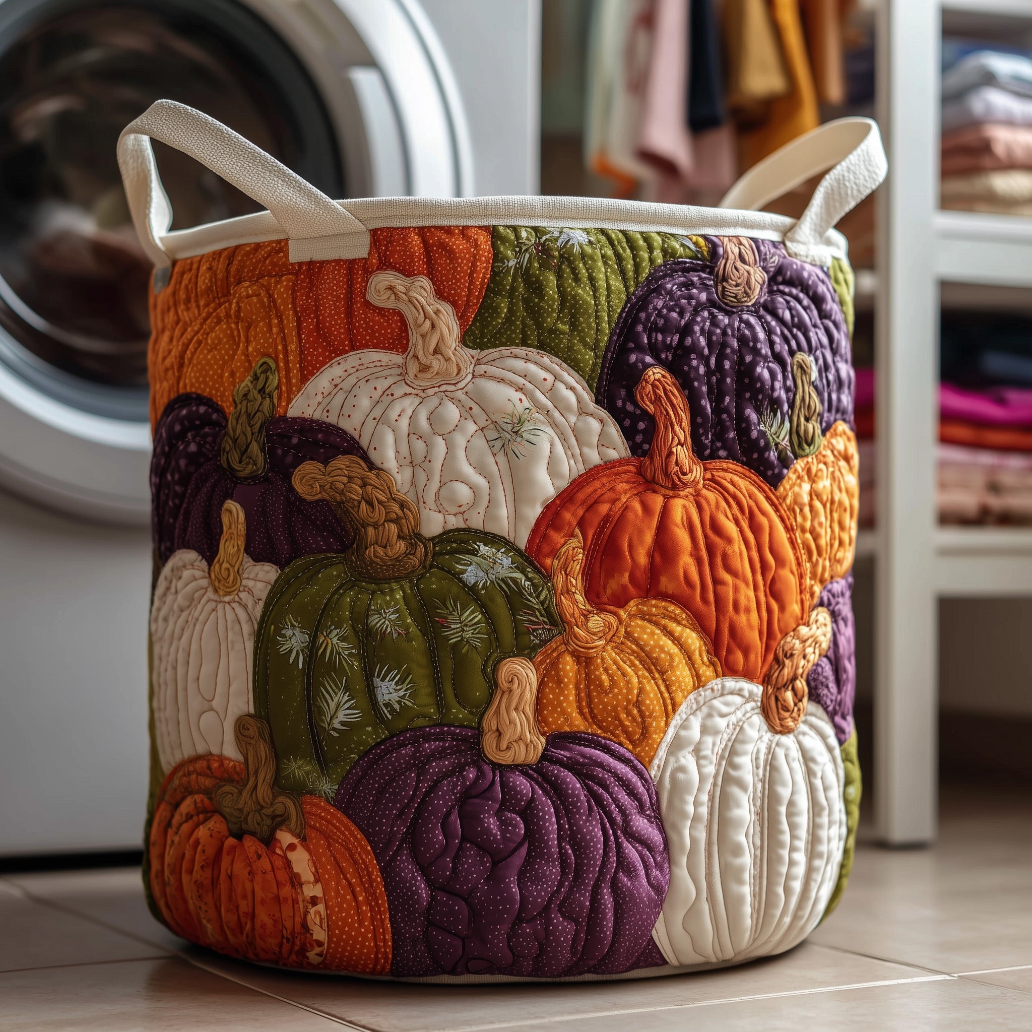 Pumpkin Patch Quilted Laundry Basket Unique Gifts For Pumpkin Fans