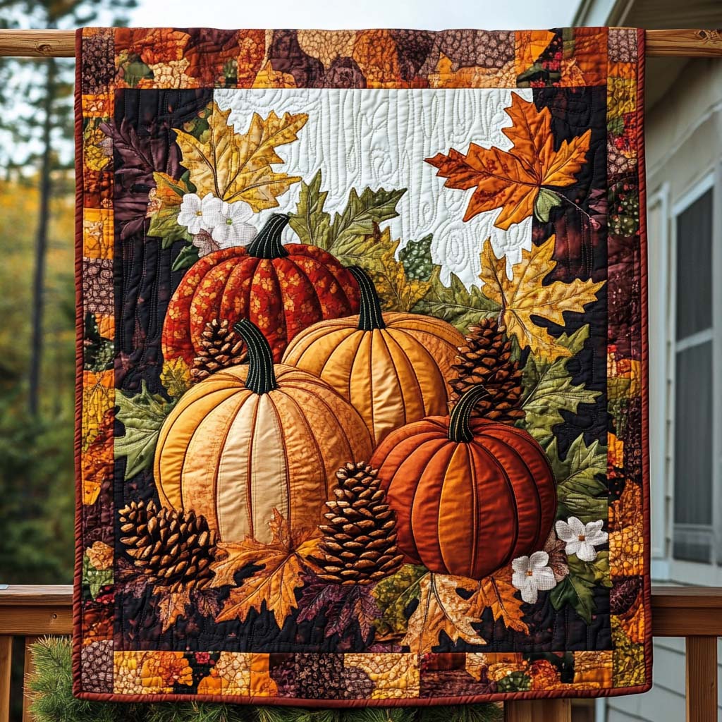 Pumpkin Patch Radiance Quilted Blanket King Comforter Sets Thanksgiving Gifts For Friends