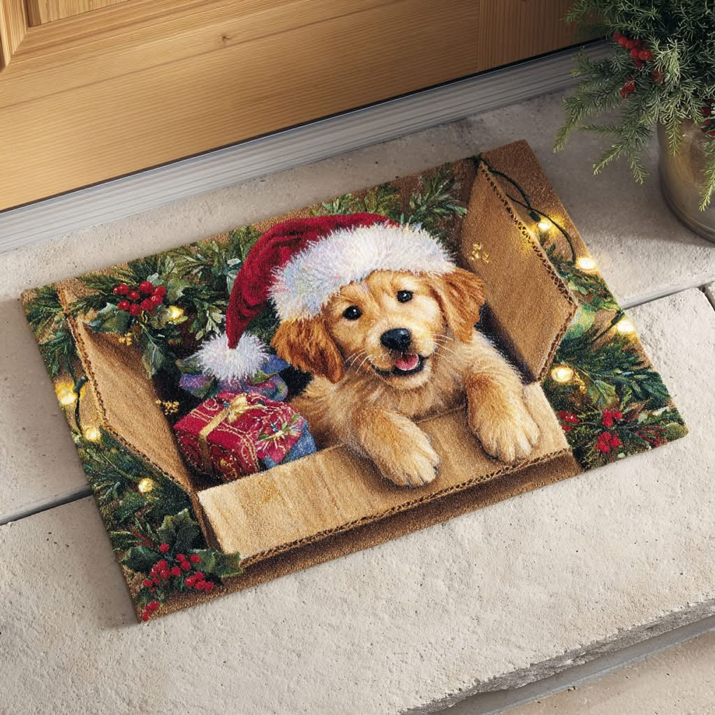 Puppy Christmas Doormat Cute Animal Doormat Holiday Decoration Gifts For Dog Lovers