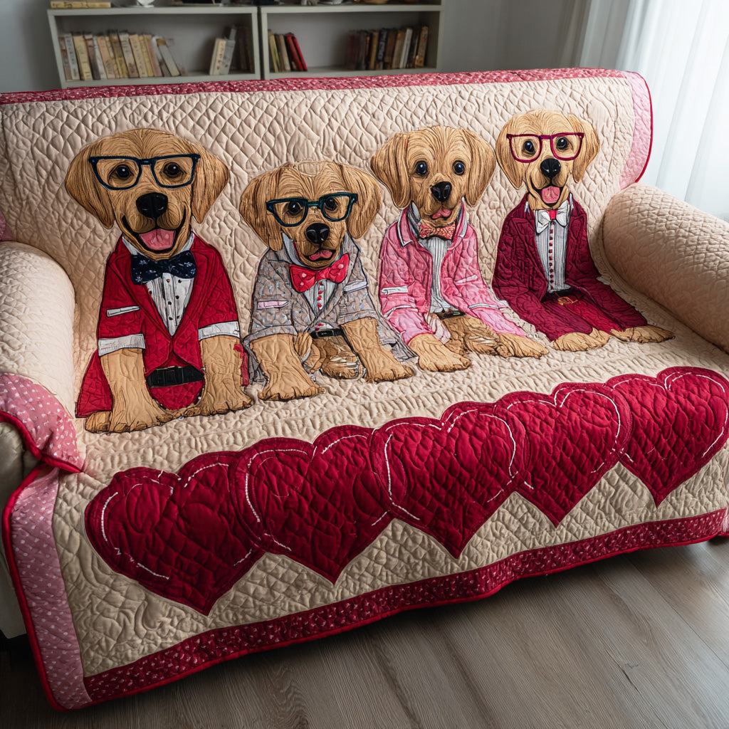 Puppy Hearts Quilted Sofa Cover Indoor Decoration Great Dog Christmas Gifts