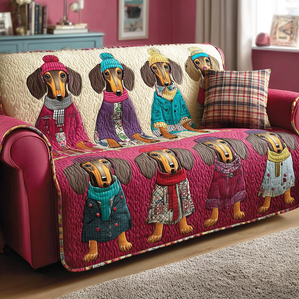 Puppy Valentine Quilted Sofa Cover Living Room Decor Great Gifts For Dog Lovers