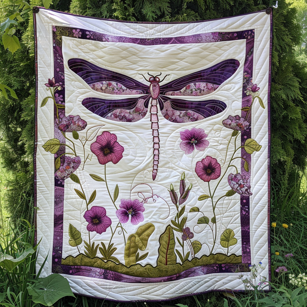 Purple Dragonfly Elegance Quilted Blanket Bedroom Decorations Dragonfly Lover Gifts For Women