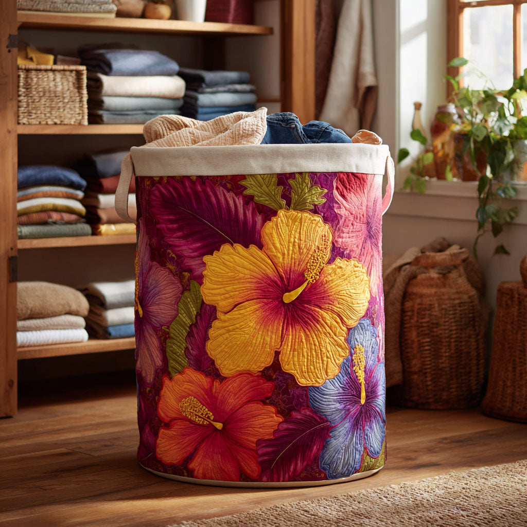 Purple Flame Quilted Laundry Basket Compact Quilted Laundry Hamper for Small Spaces
